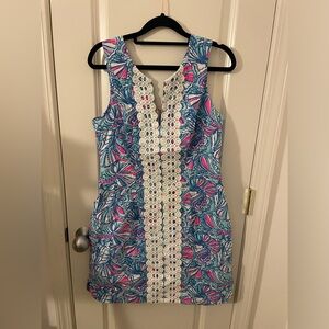 LILLY PULITZER x Target Shift DRESS 2 Blue Multicolored Lace Trim Sleeveless